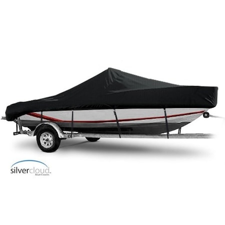 Eevelle Boat Cover BAY BOAT Rounded Bow, Low or No Bow Rails, Outboard Fits 30ft 6in L up to 120in W Black SCCCB30120B-BLK
